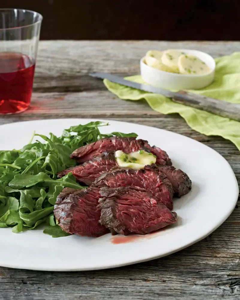 Grilled Hanger Steaks with Jalapeno Butter