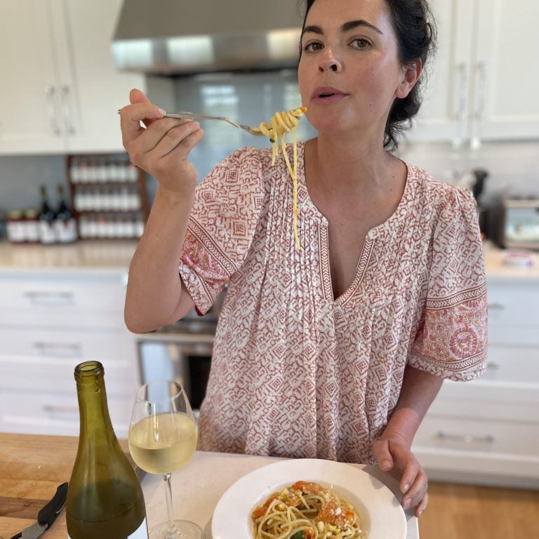 Spaghetti with Yellow Tomatoes & Corn
