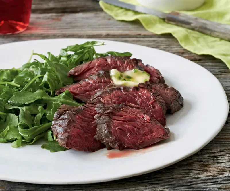 Grilled Hanger Steaks with Jalapeno Butter